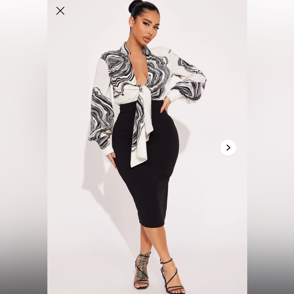 Boss Lady Midi Dress - Black/White